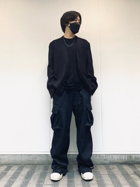 「DANKE SCHON（ダンケシェーン）のアイテム（ノーカラージャケット）」を使った、Toshiki Masudaさん（メンズ・170cm）の秋コーディネート