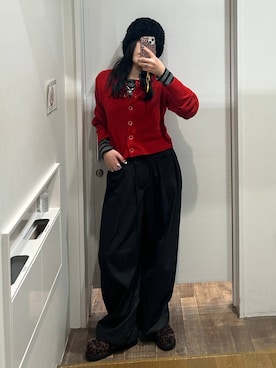 「アイテム（アクセサリー、ブラック系）」を使った、masakiさん（レディース・161cm）の冬コーディネート