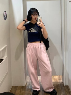 「JEANASIS（ジーナシス）のナイロンWポケットボディBAG/128576（ショルダーバッグ、ブラック系）」を使った、masakiさん（レディース・161cm）の春コーディネート