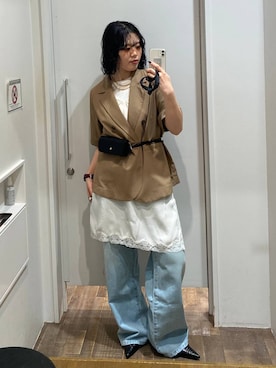 「アイテム（ポーチ）」を使った、masakiさん（レディース・161cm）の春コーディネート