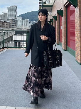 「JEANASIS（ジーナシス）のサキソニーパワショルジャケット/525969（テーラードジャケット）」を使った、masakiさん（レディース・161cm）の秋コーディネート