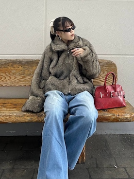 「JEANASIS（ジーナシス）のボリュームレースシュシュ/577846（シュシュ）」を使った、masakiさん（レディース・161cm）の秋コーディネート