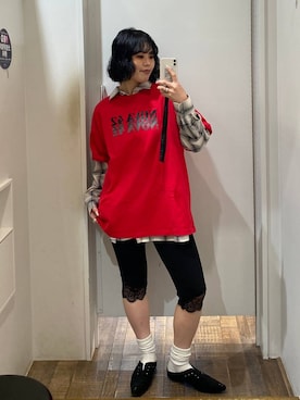 「JEANASIS（ジーナシス）のアソートチェックシャツLS/157636（シャツ/ブラウス、ホワイト系）」を使った、masakiさん（レディース・161cm）の春コーディネート