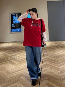 「JEANASIS（ジーナシス）のベルトスタッズクロッグシューズ/638843（モカシン/デッキシューズ、ブラック系）」を使った、masakiさん（レディース・161cm）の春コーディネート