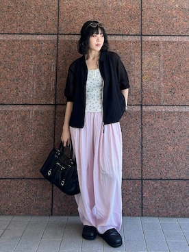 「JEANASIS（ジーナシス）のクロッグローファー/638847（ローファー、ブラック系）」を使った、masakiさん（レディース・161cm）の春コーディネート