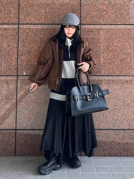 「アイテム（ポロシャツ）」を使った、masakiさん（レディース・161cm）の冬コーディネート