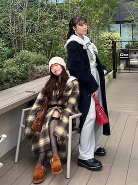 「JEANASIS（ジーナシス）のフードツキニットストール/599045（ストール/ショール）」を使った、masakiさん（レディース・161cm）の秋コーディネート