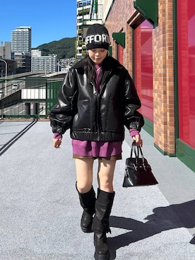 「JEANASIS（ジーナシス）のルーズFITロングブーツ/581263（ブーツ）」を使った、masakiさん（レディース・161cm）の秋コーディネート