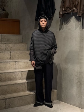 「Toironier（トワロニエ）のToironier/トワロニエ/5Pocket Denim Pants（デニムパンツ、ブラック系）」を使った、野口心さん（メンズ・175cm）の春コーディネート