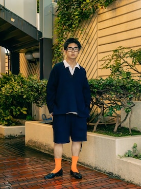「Hender Scheme（エンダースキーマ）のアイテム」を使った、野口心さん（メンズ・175cm）の秋コーディネート
