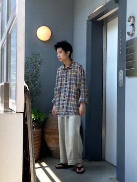 「LEH（レー）のアイテム」を使った、野口心さん（メンズ・175cm）の夏コーディネート