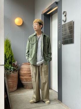 「ancellm」｜「アイテム（スラックス）」を使った、野口心さん（メンズ・175cm）の冬コーディネート