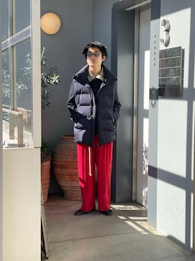 「LEH（レー）のアイテム（パンツ）」を使った、野口心さん（メンズ・175cm）の秋コーディネート