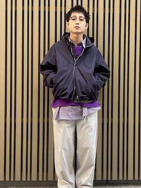 「Toironier（トワロニエ）のToironier/トワロニエ/CHECK ASYMMETRY SHIRTS（シャツ/ブラウス、オレンジ系）」を使った、野口心さん（メンズ・175cm）の冬コーディネート