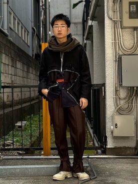 「Toironier（トワロニエ）のアイテム」を使った、野口心さん（メンズ・175cm）の冬コーディネート