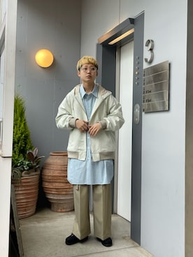 「URU（ウル）のアイテム（ブルゾン）」を使った、野口心さん（メンズ・175cm）の冬コーディネート