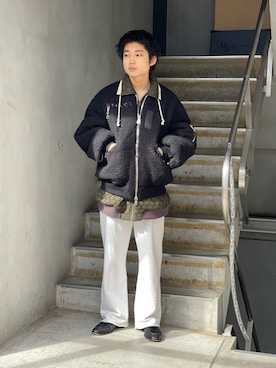 「LEH（レー）のアイテム（ジャケット/アウター）」を使った、野口心さん（メンズ・175cm）の秋コーディネート