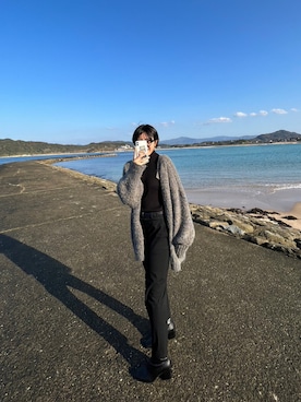 「GU（ジーユー）のアイテム（ニット/セーター、ブラック系）」を使った、cheeさん（レディース・167cm）の秋コーディネート