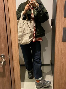 「orcival」｜「アイテム（ナイロンジャケット）」を使った、cheeさん（レディース・167cm）の春コーディネート