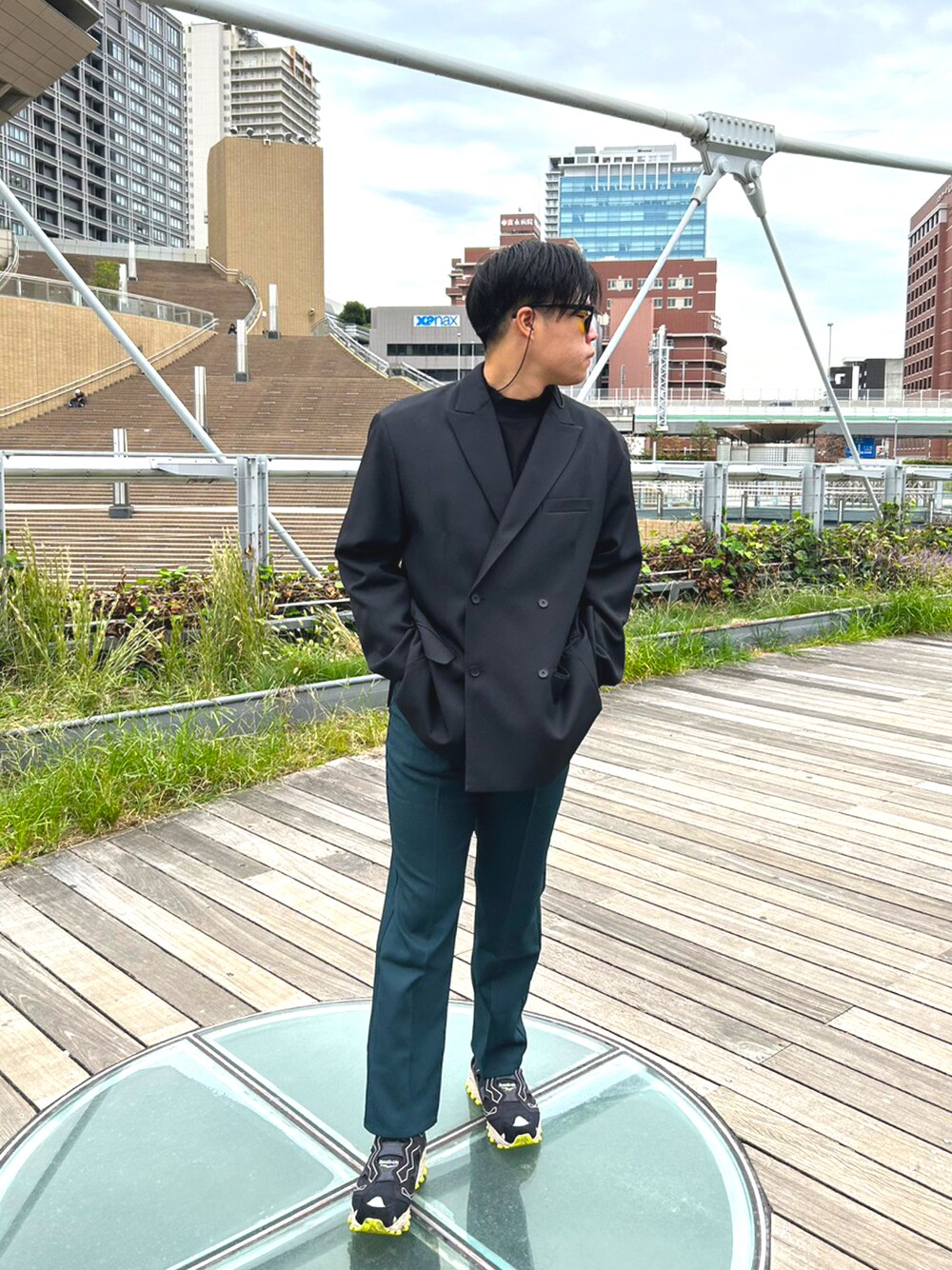 「秋ルック紹介するよ、シンプルスタイル、秋のコーデ、カジュアルコーデ、秋服コーデ、今日のコーデ、いいね、save、フォローお願いします🤑、キレイめ、大人カジュアル、大人コーデ、韓国ファッション、GU、ジャケット、ポンプフューリー、ファッションの力を信じよう」｜「GUのアイテム（ジャケット/アウター、ブラック系）」を使った、Rioさん（メンズ・177cm）の秋コーディネートの1枚目の写真