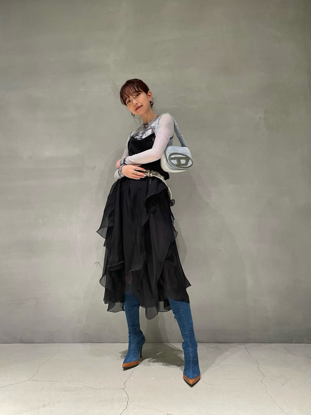 美品【DIESEL】ディーゼル シースルー長袖 トップス S 春物 DIESEL（ディーゼル）の「レディース ハイネック 長袖トップス
