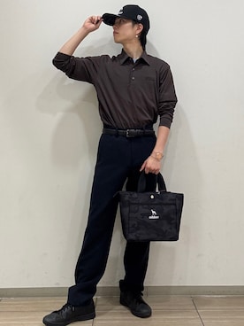 「adabat（アダバット）の【ADABAT NAVY】ダブルクロステーパードパンツ（その他パンツ、ブルー系）」を使った、sora1112314さん（メンズ）の夏コーディネート