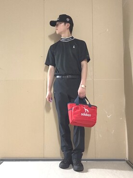 「ADABAT STREAM（アダバットストリーム）の3Dロゴジャカード半袖モックT（Tシャツ/カットソー、ブラック系）」を使った、sora1112314さん（メンズ）の春コーディネート