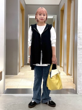 「LEPSIM（レプシィム）のアイテム（Tシャツ/カットソー）」を使った、しもださんさん（レディース・149cm）の夏コーディネート