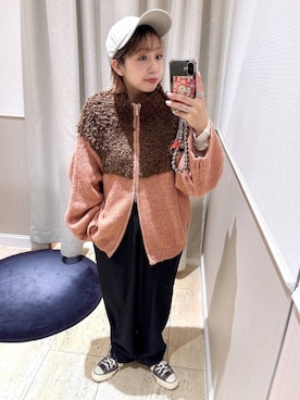 「おでかけ」｜「アイテム（キャップ）」を使った、しもださんさん（レディース・149cm）の冬コーディネート