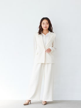 「Fluffy BROTHERS（フラッフィーブラザーズ）のレディースセットアップテーラーベスト（テーラードジャケット、ホワイト系）」を使った、fluffybrothersさん（キッズ・120cm）の冬コーディネート