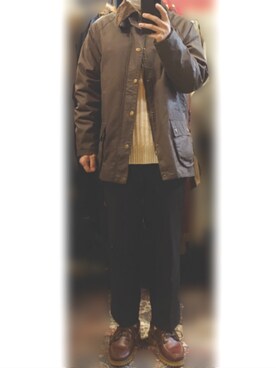 「オイルドジャケット」｜「アイテム（スラックス）」を使った、🌟ぴかちゃん🌟低身長さん（メンズ・166cm）の冬コーディネート