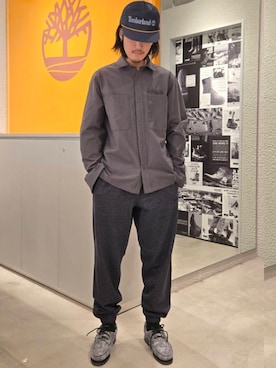 「Timberland（ティンバーランド）のメッシュ トラッカー キャップ（キャップ、ブルー系）」を使った、YRさん（メンズ・173cm）の夏コーディネート