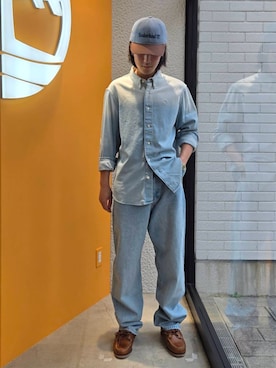 「Timberland（ティンバーランド）のデニム キャップ（キャップ、グレー系）」を使った、YRさん（メンズ・173cm）の夏コーディネート