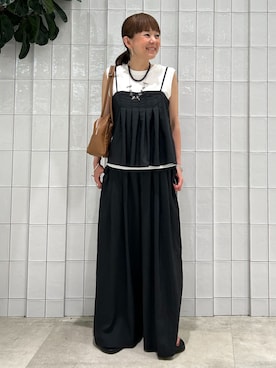 「B.C STOCK（ベーセーストック）の《追加》《3点セット》手洗い可 / multiple way 3 piece（つなぎ/オールインワン、ブラック系）」を使った、suuさん（レディース・158cm）の夏コーディネート