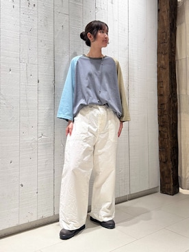 「JOURNAL STANDARD LUXE（ジャーナルスタンダード　ラックス）のツイルベイカーパンツ（その他パンツ、ホワイト系）」を使った、N.Hさん（レディース・162cm）の春コーディネート