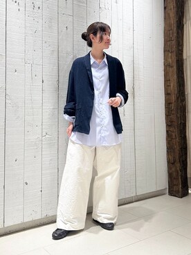 「JOURNAL STANDARD LUXE（ジャーナルスタンダード　ラックス）のLCワッシャー ショールカラージャケット（その他アウター、ブルー系）」を使った、N.Hさん（レディース・162cm）の春コーディネート