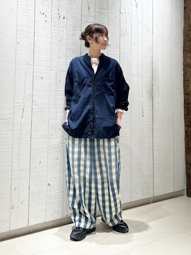 「JOURNAL STANDARD LUXE（ジャーナルスタンダード　ラックス）のKalina's check PT（その他パンツ、ブルー系）」を使った、N.Hさん（レディース・162cm）の冬コーディネート