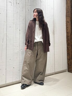 「JOURNAL STANDARD LUXE（ジャーナルスタンダード　ラックス）のプリントT TURNS LUCKS（Tシャツ/カットソー、ベージュ系）」を使った、N.Hさん（レディース・162cm）の春コーディネート