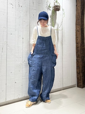 「JOURNAL STANDARD LUXE（ジャーナルスタンダード　ラックス）の【ARMEN】LINEN PLAIN BOAT NECK S/SL PULL（シャツ/ブラウス、ホワイト系）」を使った、N.Hさん（レディース・162cm）の夏コーディネート