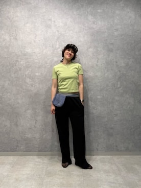「CITEN（シテン）の＜CITEN＞チェックスカーフキャップ（キャップ、ブラック系）」を使った、黒田祥子さん（レディース・162cm）の夏コーディネート
