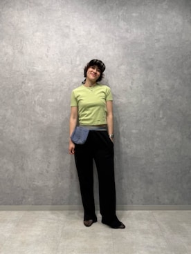 「CITEN（シテン）の＜CITEN＞チェックスカーフキャップ（キャップ、ブラック系）」を使った、黒田祥子さん（レディース・162cm）の夏コーディネート