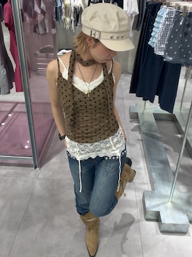 「WHO'S WHO gallery（フーズフーギャラリー）のアイテム（Camisole、ブラウン系）」を使った、hanaさん（レディース・155cm）の夏コーディネート