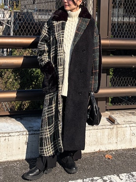 「アイテム（チェスターコート、グリーン系）」を使った、AULA AILAさん（レディース・158cm）の秋コーディネート