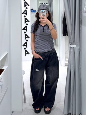 「アイテム（帽子）」を使った、あいさん（レディース・159cm）の春コーディネート