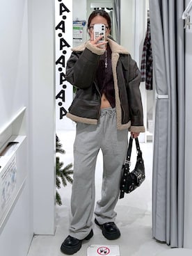 「アイテム（ムートンコート）」を使った、あいさん（レディース・159cm・30代）の冬コーディネート