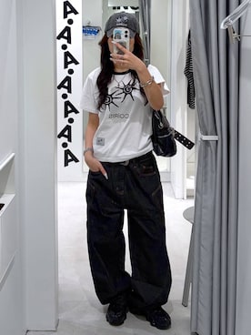 「COIRIS（コイリス）の【UNISEX】COIRIS／サンビーチキャップ（キャップ、ブラック系）」を使った、あいさん（レディース・159cm）の夏コーディネート