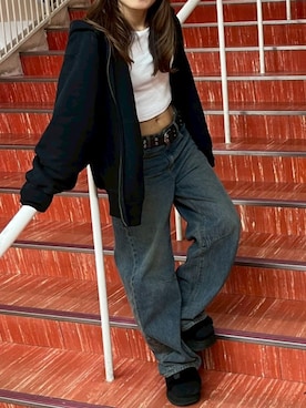 「アイテム（パーカー）」を使った、ニジママちゃんさん（レディース・157cm・20代）の秋コーディネート