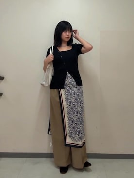 「アイテム（その他シューズ、ブラウン系）」を使った、明美花✩︎⡱さん（レディース・163cm）の夏コーディネート