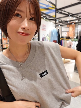 「LOWRYS FARM（ローリーズファーム）のレースデニム　601055（デニムパンツ、ブルー系）」を使った、nishimura244さん（レディース・157cm）の夏コーディネート