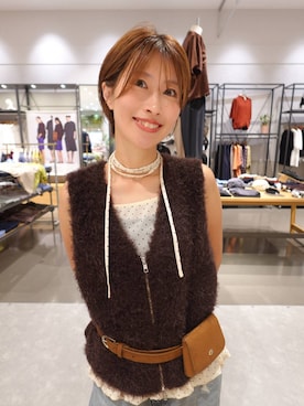 「LOWRYS FARM（ローリーズファーム）のポーチツキ２ＷＡＹベルト 656106（ベルト、イエロー系）」を使った、nishimura244さん（レディース・157cm）の秋コーディネート